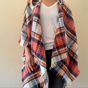 Marcus Adler Red Plaid Wrap with Hood *NWT*